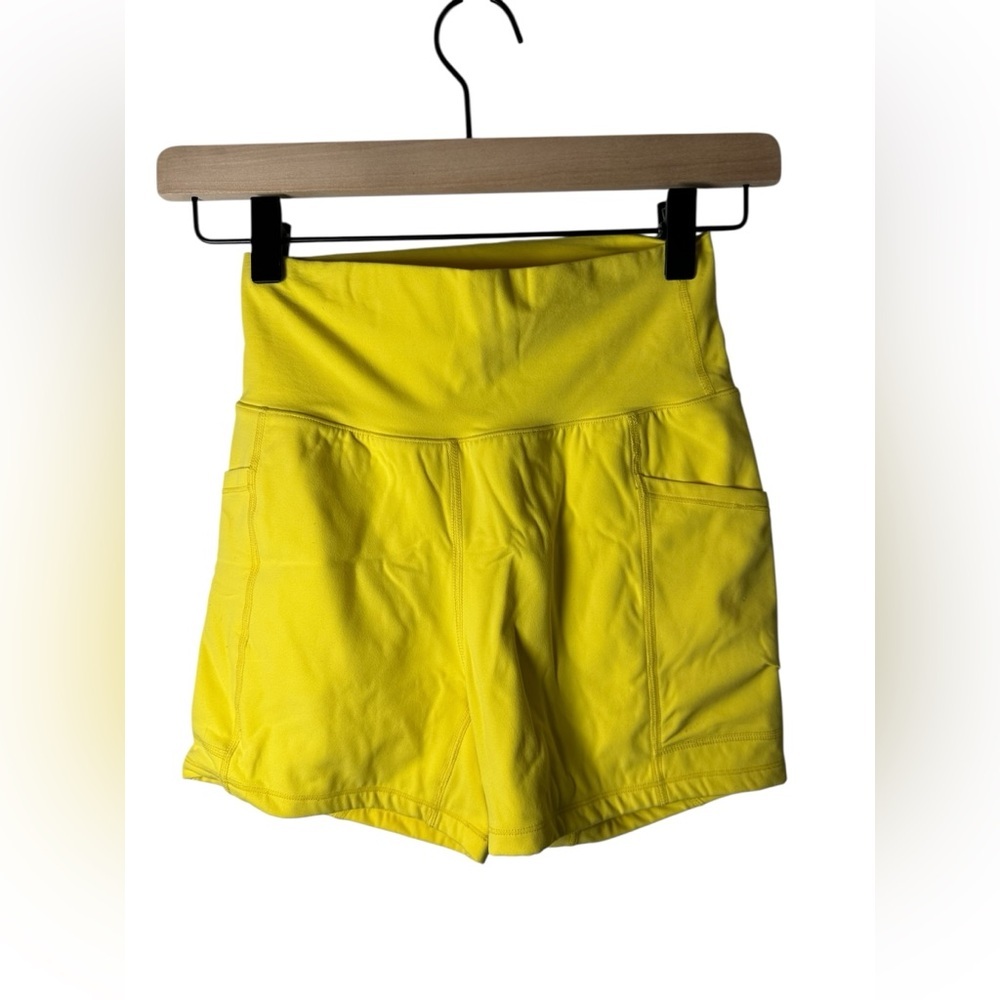 Buffbunny Collection High Waist Yellow Athletic Shorts Women’s Size Small - Picture 2 of 7